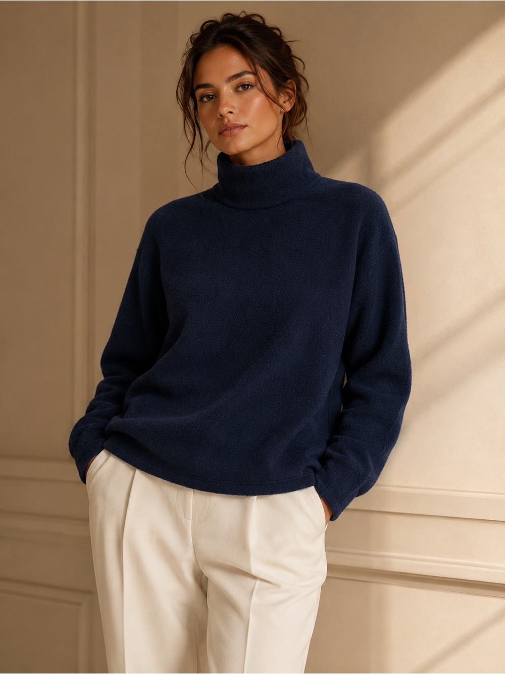 Gap Vintage Navy Blue Fleece Turtleneck Pullover XL
